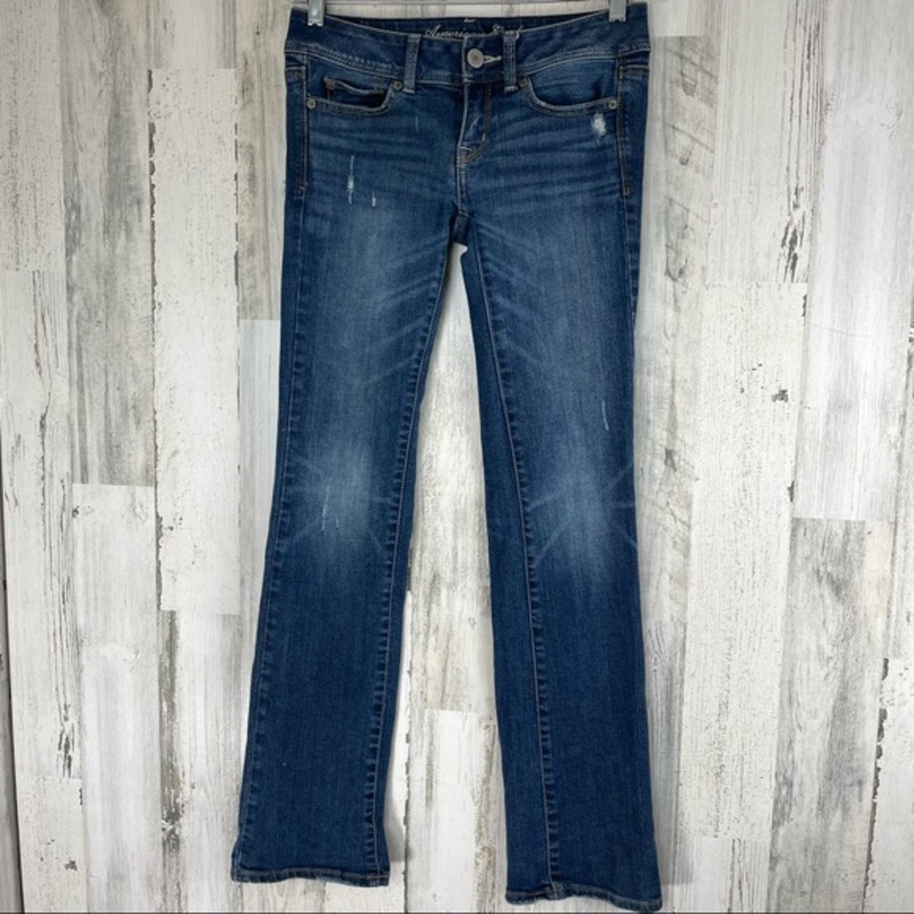 American Eagle Women’s Stretch Slim Boot‎ Medium Was Denim Bootcut Jeans Sz 2